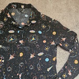 & Other Stories Black Galaxy Space Shirt Dress Size 12 Space Science Nerd Dress